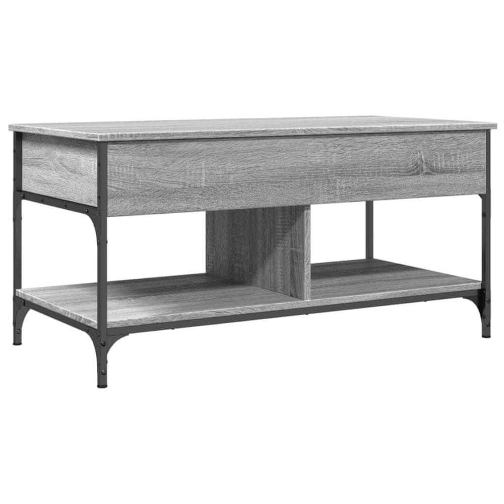 Vidaxl Konferenčný stolík sivý sonoma 100x50x50 cm kompoz. drevo a kov